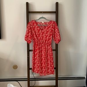 Dark Pink and White Floral Dress
